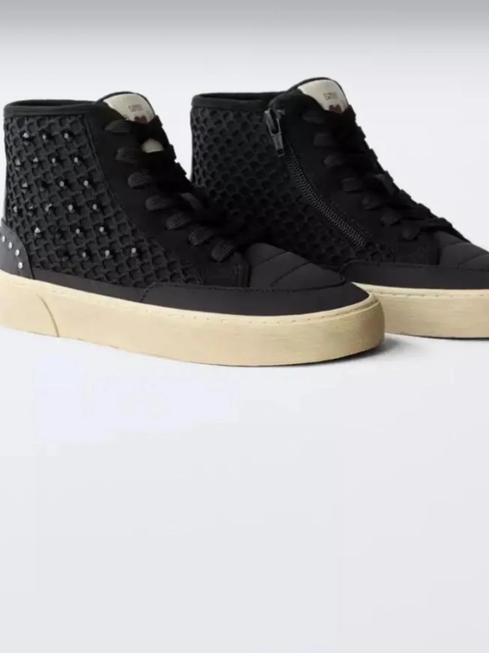 Kids Zara Girls Black Beaded Hightop Sneakers